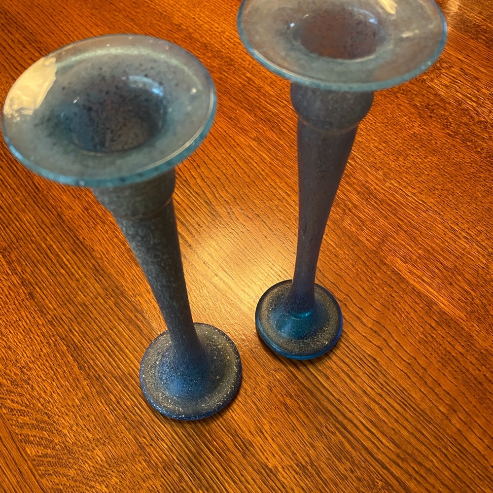 Lafiore blue blown glass candlesticks